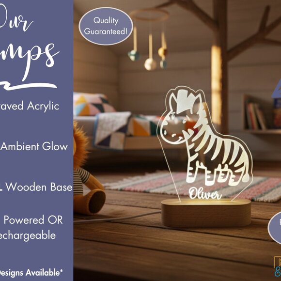 Zebra Custom Name Light • Personalized LED Cloud Decor • Baby Gift - Picture 3 of 8